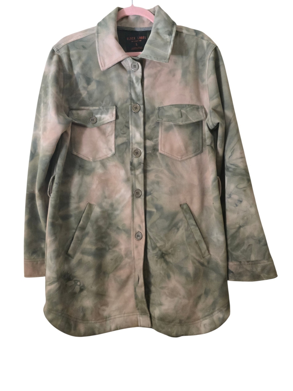 Black Label Men's Tie-Dye Utility Jacket in Green and Cream